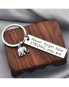 1pc/2pcs Inspirational Positive Energy Keychain Elephant Never Don't Forget How Strong You Are Stainless Steel Relatives And Fri