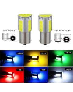 2pcs COB LED Single Two Contact 1157 bay15d p21/5w Car Led Turn Signal Lamp 1156 ba15s p21w Auto Brake Lamp 12v Red Green White