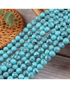 6/8/10mm Blue Turquoise Beads AAAAA Natural Gemstone Beads Round Loose Beads for Jewelry Making DIY Charm Bracelets Necklaces