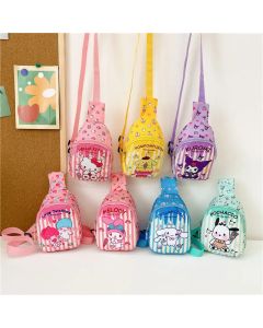 Kawaii Sanrio Children's Shoulder Bag Cinnamoroll Kuromi My Melody Girls Casual Fashion Crossbody Travel Storage Chest Bags Gift