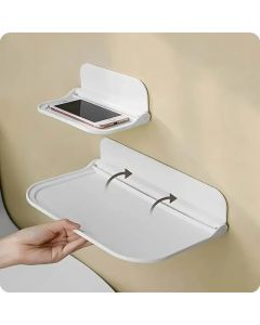 1pc Foldable Wall-mounted Shelf, For Bathroom, Toilet, Kitchen, Bedside, No Drilling Phone Storage, Wifi Router Storage
