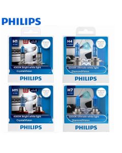 Philips H4 H7 H11 HB3 HB4 H8 H1 H3 9005 Crystal Vision Car Halogen Headlight 4300K Bright White 5000K Diamond Vision Auto Lamps