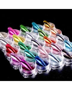 24 Colors Metallic Chrome Nail Powder Pigment Y2K Mirror Effect Rubbing On Dust UV Gel Polish DIY Flakes Manicure Accessories