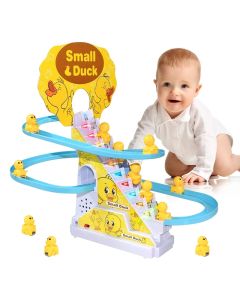 Climbing Stairs Track Toys Electric Duck DIY Rail Racing Track Roller Coaster Toys Set Light Music Educational Toy For Kids Gift