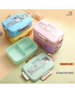 Bento Lunch Box for Kids Girls Cartoon Students Kawaii Cute Dinosaur Heated 3 Grid Sandwich Snack Food Box Special Canteen