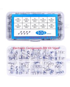 100pcs 5x20mm Quick Blow Glass Tube Fuse Assorted Kit Amp 0.2A 0.5A 1A 2A 3A 5A 8A 10A 15A 20A 250V with Storage Box
