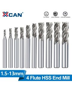 XCAN HSS Milling Cutter 4 Flute End Mill 1.5-13mm for Aluminum Metal Cutter Carbide Router Bit CNC Machine Milling Tools