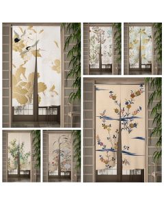 Golden Leaves Flowers Door Curtains Art Japanese Doorway Living Room Partition Curtains Drape Entrance Hanging Half-Curtain Prop