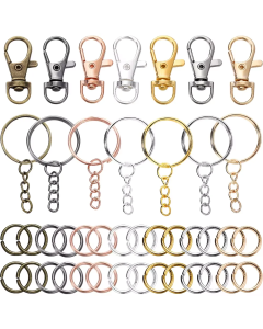 70Pcs/Set Swivel Snap Hook and Key Rings with Chain Jump Rings Connectors for DIY Keychain Lanyard Jewelry Making Supplies