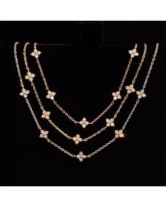 925 Sterling Silver Plated 18K Gold Sparkling Zircon Flower Necklace for Women  Exquisite Party Jewelry Gifts