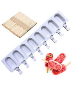 8- Cavities Silicone Ice cream Bar Mold Reusable DIY Classic Shape Ice cream Makers with Sticks for Homemade Ice cream molds