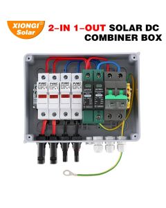 Solar photovoltaic PV Combiner Box With Ground Wire Lightning Protection 2 in 1 out DC 600V Fuse MCB SPD Waterproof Box IP65
