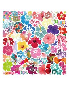 10/30/60pcs Fresh Hibiscus Flower Stickers Laptop Bicycle Guitar Skateboard Sticker Kid DIY Graffiti Waterproof Stickers Toy