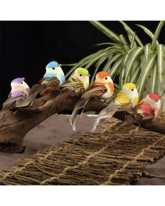 6PCS 10CM Simulation Birds Artificial Sparrow Statue Desktop Miniatures Foam Ornament For Household DIY Decoraction Children Toy