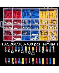 102/280/300/480PCS Wire Connector Kit Male Female Insulated Terminals Cold Crimp Terminals Assorted Crimp Terminals Spade
