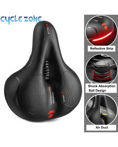 Hollow Breathable Bicycle Saddle Men Women MTB Road Bike Saddle Shock Absorbing Comfortable Big Butt Bike Seat Safety Warning