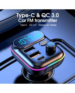 Car Bluetooth FM Transmitter Bluetooth 5.0 FM Transmitter USB PD Car Fast Charger Electronic Accessories