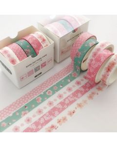 5Pcs Sakura Washi Tape Set Basic Decorative Adhesive Tape Journal Supplies Washitape Stationery Scrapbooking Cute Masking Tape