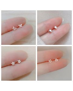New Heart Stud Earrings for Women Hypoallergenic Daily Wear Minimalist Cute Star Silver Color Ear Girls Pierc Jewelry Gifts