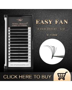 Hot Selling Winky Beauty 0.03/0.05/0.07 C D curl Easy Fanning Lashes Volume Mega Eyelashes Extension Self Blooming Eyelashes