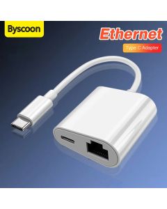 2 In 1 Type C To Ethernet Adapter Rj45 Adapter For Huawei Xiaomi Oppo Apple Laptop To Ethernet Charging Adapter