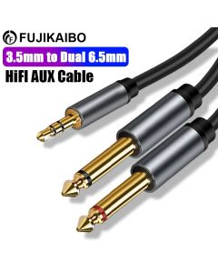 3.5mm to Dual 6.5mm Adapter Jack Audio Cable Double 6.35mm Male 1/4" Mono Jack to Stereo 1/8" 3.5mm for iPhone iPod speakers
