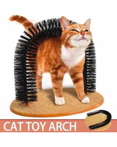 Cat Toy Arch Self Groome Pamper Feline with A Massage Grooming Rubbing Brush with Scratching Pad Toy for Cats Interactive Toys
