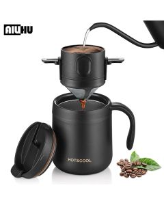 304 Stainless Steel Portable Coffee Filter Drip Coffee Tea Holder Reusable Mug Coffee Dripper Tea Cup Set Coffee Pot Coffeeware