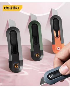 Deli Home Mini Auto-Retract Utility Knife Front Self-Locking Small Pocket Box Cutter couteau Art Supplies School Stationery нож