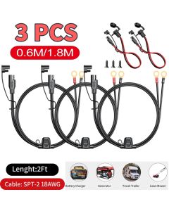 12-24V Ring Terminal Cable Connector Moisture-proof 18AWG 2 Pin To O Ring Terminal Extension Cord for Battery Charger/Maintainer