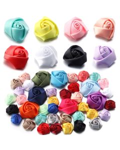 10/20/50Pcs Satin Fabric Rose Flowers Handmade Satin Ribbon Flower for DIY Brooch Hairwear Party Clothing Decoration Supplies