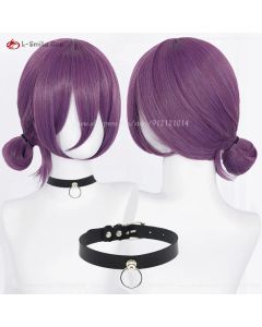 Anime Reze Cosplay Wig 45cm Purple Wig With Choker Anime Cosplay Costume Women Reze Wigs Heat Resistant Synthetic Hair
