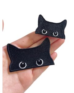 2PCS/lot Embroidered Black Cat Design Patch Cute Iron On Patch for Clothing Jeans Jacket Decoration