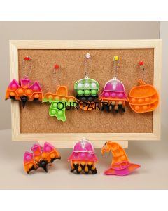 10Pcs Halloween Ghost Pumpkin Skull Pop Fidget Antistress Toys Kaychain for Kids Birthday Party Favors Halloween Pinata Fillers