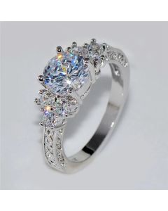 Exquisite Fashion Silver Color Engagement Rings for Women Fashion White Zircon Stones Ring Anniversary Bridal Wedding Jewelry