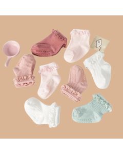 2pairs/lot Children's non slip socks for infants and young children 0-6 months girls' solid colored lace socks baby floor socks