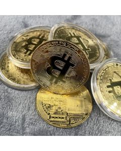Gold Plated Bitcoin Coin Collectible Art Collection Gift Physical Commemorative Casascius Bit BTC Metal Antique Crafts Imitation