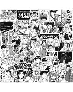 60/70pcs Neon Genesis Evangelion Black and White Sketch Stickers Japan Classic Anime Mug Notebook Skateboard DIY Stickers