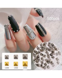 500PCS/Bag Riveting Nail Ornament Gold/Silver Charms Arrow Rivet Metallic Nail Art 1.2/1.5/2mm Punk Spikes Studs Tip Decoration