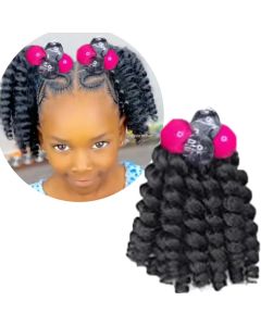 2pcs Kids Braid Ponytail Extension with Elastic Ball  Beads for Girls Wigs with Bead Decoration Synthetic Hairpiece Black