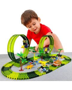 Magic Climbing electric dinosaur car Track Railway Toy Car Set Bend Flexible Race Track Flash Light Car High Quality Toy For Kid