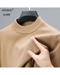 Half Turtleneck Knitwear Sweater New Autumn/Winter Mock Neck Sweatshirts Solid Color Pullovers Man Brand Casual Mens Clothing