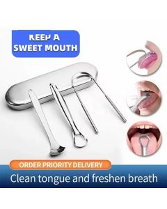 Stainless Steel Tongue Scraper-Portable Tongue Cleaner for Adults-Effectively Removes Bacteria and Plaque-Easy to Use and Clean