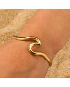 Stainless Steel Bracelet European and American Simple Wave Swirl Opening Adjustable Bracelet Ladies Jewelry Party Matching