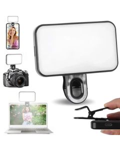 Mini Selfie Fill Light 3 Color Modes Adjustable Brightness Rechargeable Clip on Mobile Phones Computers Photography LED Lights