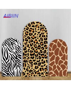 Safari Arch Backdrop Cover Jungle Animals Leopard Giraffe Zebra Cow Texture Background Wild One Birthday Baby Shower Party Decor