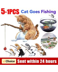 1-5PCS Fishing Cat Aquariums Decorations Fishtanks Hangable Decors Landscape AquaticPet Fishtank Ornament Desktop Accessories