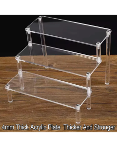 1-4 Tier Acrylic Display Stand Durable Display Rack For Cupcake Perfume Doll Transparent Trapezoidal Blind Box Storage Shelf