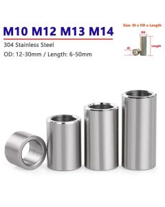 M10 M12 M13 M14 Unthreaded 304 Stainless Steel Bushing Washer Gasket Round Hollow Standoff Spacer Sleeve OD 12-30mm