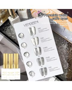 Vendeeni 5 Color/Set Silver Crystal Cat Eye Gel Nail Polish Magnetic UV Soak Off Gel Varnish Glass Bead Cat Eye Gel With Display